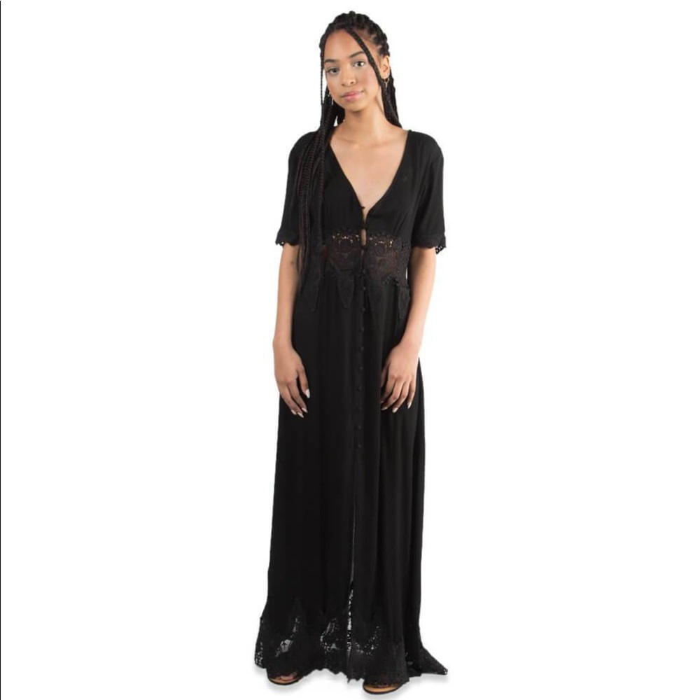 Sadie and Sage Embroidered Button Down Maxi Dress
